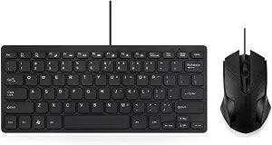 MCSaite Wired Mini Keyboard and Mouse Combo - with Keyboard Cover USB 60% Keyboard for Windows, PC, Laptop