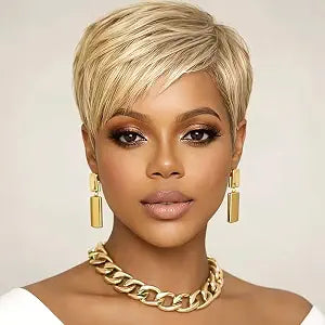 Pixie Cut Human Hair Wig for Women, 27# Blonde