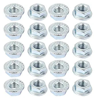 uxcell 10 Pcs 5/16"x24 Carbon Steel Serrated Hex Flange Lock Nuts