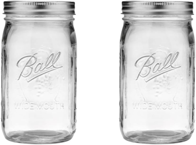 Ball Quart Jar with Silver Lid, Wide Mouth, Set of 2