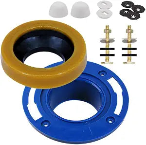 Toilet Flange with Wax Ring Toilet Wax Ring Replacement Kit Installation Kit with Screw Accessories Bathroom Flange Repair Part for Leak Repair Wobble Above Floor Repositioning