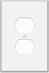 Oversized White Metal Outlet Covers, 1-Gang Duplex Receptacle 5.5" x 3.50" Jumbo Duplex Receptacle Wall Plate, Painted Metal, Corrosive Resistant, Matching Screws Included
