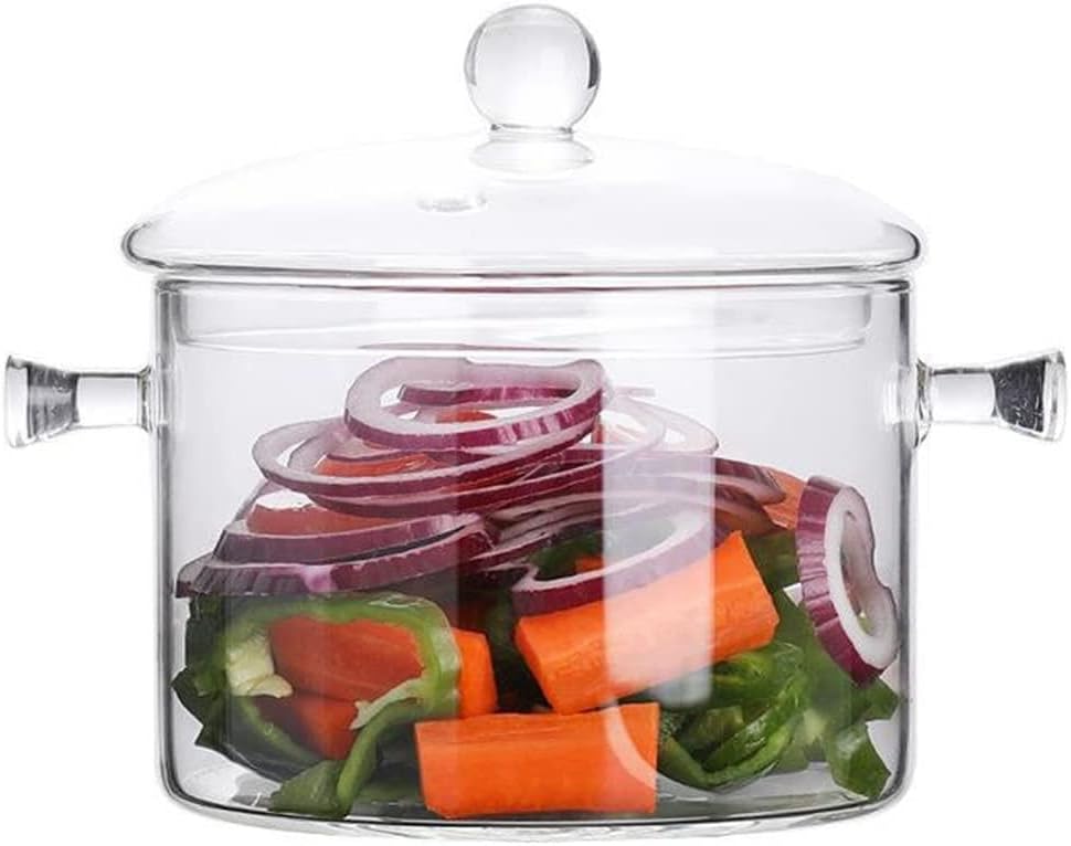 Glass Cooking Pot - 2L/67oz Glass Saucepan Heat-Resistant