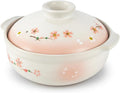 JapanBargain, Clay Pot for Cooking Japanese Donabe Hot Pot Casserole Korean Earthenware Pot with Lid, Sakura Pattern, 7-inch, Serving 1-2 People (No.06)