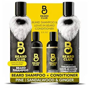 The Beard Club Beard Wash and Conditioner Set ��� Facial Hair Shampoo & Leave-In Conditioner for Men ��� Hydrating, Softener Mens Face Wash Grooming Care Gift Kit