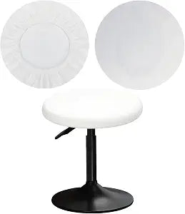 Round Velvet Stool Cover 12-16 inch Bar Stool Seat Covers Round, Wellvery Well Made with Strong Elastic and are Rich Color that Doesnt Fade, Soft and Comfortable (1, White)
