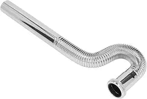Brass Flexible P Trap Pipe G1 /4in Corrugated Sink Drain Tubing for Bathroom No Odor Bendable Adjustable Silver Finish