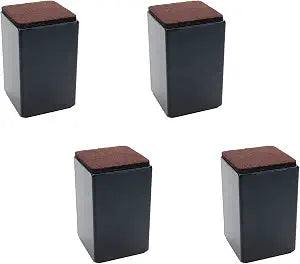 4" Self Adhesive Bed and Furniture Risers,Square Black,2.36"x3.9"