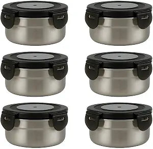 [6 Pack 4 Oz Small Condiment & Dip Containers with Leakproof Lids, Reusable Stainless Steel Bento Box Sauce Cups for Lunches, Picnics & Kitchen Storage (6pcs)