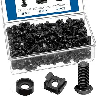 45Pack M6 x16mm Rack Screws, Cage Nuts & Washers Server Cabinet