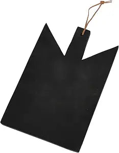Main + Mesa Geometric Wood Cutting Board with Leather Tie, Black