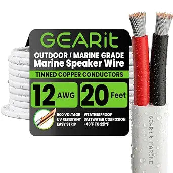 GEARit 12 Gauge Marine Wire, 12/2 AWG Tinned Copper Electrical Wire, 20ft