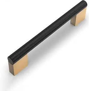 Black & Gold Knurled Cabinet Handles Kitchen Pulls 5 Inch 10 Pack