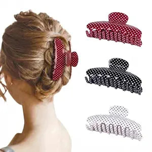 Polka Dot Claw Clips for Women Cute Medium Hair Clips Accessories, 3 Pack