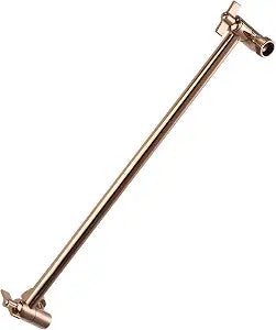 Heavy Duty Adjustable Shower Arm, 16" 100%Brass Extension with Gear Lock Teeth & Swivel Nut,Strong Load Support, No Sagging, Keeps ShowerHead Straight, Leak-Free, G1/2 NPT(Rose Gold)