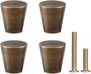 RZDEAL 4Pcs 0.79"x0.98" Antique Bronze Mid Century Drawer Knobs Solid Brass Vintage Cone Cabinet Shoe Book Drawer Knob Handle (Bronze)