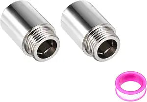 Shower Head Extension Arm, 304 Stainless Steel G1/2 Male to Female Thread 35mm/1.38" Length Extender Pipe Fitting Nipple for Showers, Faucets, and Plumbing with PTFE Thread Seal Tape 2 Pack