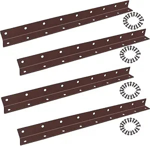L Brackets, 4PCS Corner Brace Angle , Superior Stainless Steel Bracket,16.7'' x 1'' M, Thickness 2mm, Wood Shelf, Furniture, Cabinet Corner Bracket with Screws (Red Brown)