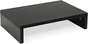 TEAMIX Black Monitor Stand Riser, Wood Desk Organizer for Laptop & Computer