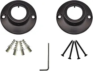Naiture Shower Curtain Rod Round Flange, Set of 2, Oil Rubbed Bronze