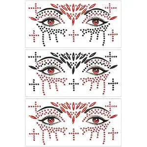 Day of the Dead Face Jewels Self-Adhesive Halloween Face Gems 3 PCS