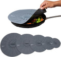 Microwave Cover Silicone Lids - Set of 5: 6, 8, 10, 12 and 13.8 inches - Suction Covers for Pots, Pans, Bowls, Cups, Skillets - Splatter Protection - Easy Food Storage - BPA Free
