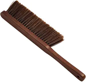 Hand Broom with Soft Horsehair Bristles, Wooden Handle, Dusting Brush for Car, Bed, Furniture, and Couch