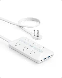 Anker Power Strip with 300J Surge Protector, 5ft Outlet Extender, 20W, 6AC
