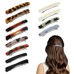 Small Hair Barrettes for Women 8 PCS French Tortoise Shell Hair Clips 2.56 Inch Acetate Small Clips Barrette No Slip Barrettes for Curved Glossy Fine Thin Thick Hairs Women Hairs Accessories