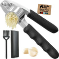 GORILLA GRIP Garlic Peeler and Press Set, Heavy Duty Mincer, Black