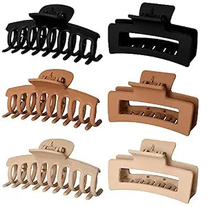 6pcs Medium Large Matte Square Claw Hair Clips for Women: Versatile Styling for Thick & Thin Hair