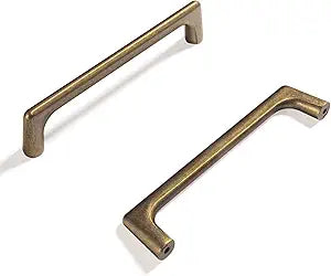 Goo-Ki Antique Brass Cabinet Pulls with 5''(128mm) Hole Centers, Retro Style Zinc Alloy Cabinet Handles for Dresser,Wardrobe,Cupboard- 6 Pack
