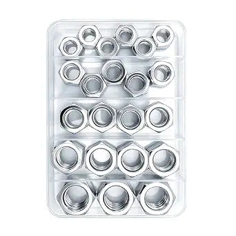 5 Sizes 22pcs Hex Nuts Assortment Kit,M10 M12 M14 M16 M18 Galvanized Metric Assorted Hardware Nuts Sets