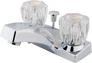 Kingston Brass KB101 Twin Acrylic Handle 4" Centerset Faucet with Pop-Up, Polished Chrome