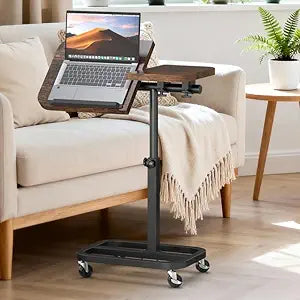 Portable Rolling Over Bed Laptop Desk, Adjustable Height and Tilt for Home