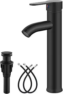 gotonovo Modern Vessel Sink Faucet with ABS Pop Up Drain, Matte Black
