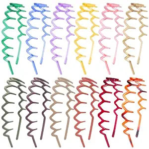 Duufin 12 Pcs Zig Zag Headbands for Women Girls Colorful Non Slip Headbands