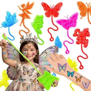 48 PCS Butterfly Party Favors - 24 Temporary Tattoos & 24 Stick Hands