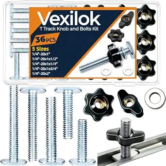 36PCS 1/4"-20 T Track Knob Kit with Bolts and Washers