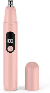 Nose Hair Trimmer Rechargeable Cordless Painless Ear and Eyebrow Trimming Tool-Dual Edge Easy Cleansing for Man Woman (Pink)