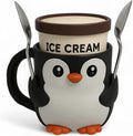 Ice Cream Pint Holder - Fits Standard Pints - Dual Spoon Sockets - Keeps Hands Warm - Fun Unique Designs with Vibrant Colors - Reusable Ice Cream Sleeve - Ramen Noodle Holder (Penguin)