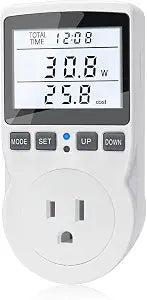 KETOTEK Watt Meter Power Meter Plug Electricity Usage Monitor, Energy Monitor with Backlight, Kilowatt Meter Socket Outlet, Voltage Amps Power Consumption Meter, Overload Protection