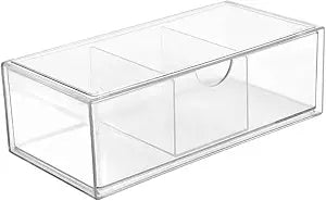 Hair Accessories Organizer for Girls, Clear Acrylic Hair Tie Organizer, or Headband, bowsCute Small Stackable Storage Drawer Container Caddy Box for Bathroom Vanity Countertop