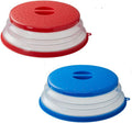 Collapsible Microwave Splatter Cover, 10.5 Inch, Dishwasher-safe, Microwave Plate Cover With Steam Ventï¼ŒBPA-Free Silicone & Plastic(2 PCS,blue & red)