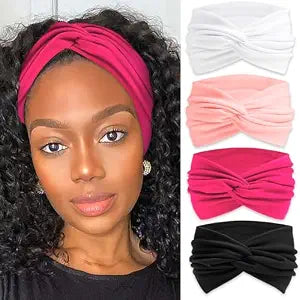 Wide Headbands for Women Cute Headband Valentine's Day Knotted Turban Head Bands Soft Hair Wraps Pink Head Scarf Fashion Turban Hairband Black Scarf Headband For Women’s Hair Accessories