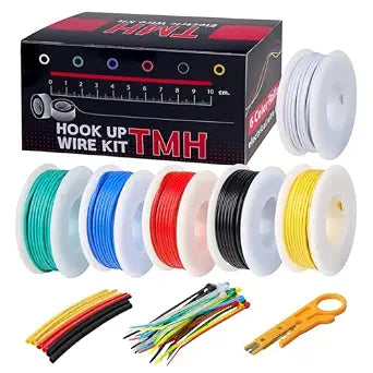 TMH 22 AWG Stranded Hookup Wire Kit, 6 Color Electrical Wires (30ft Each), Tinned Copper, 300V PVC Insulation  DIY Projects, Automotive, STEM & Electronics Repair