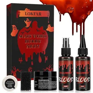 6 IN 1 Fake Blood Kitï¿½ï¿½ï¿½ï¿½ï¿½ï¿½ï¿½ï¿½ï¿½Fake Blood 1.69oz X2 + Coagulated Blood 1.41oz+Spray Head+Dripping Head+Soap+Spongeï¿½ï¿½ï¿½ï¿½ï¿½ï¿½ï¿½ï¿½ï¿½Washableï¿½ï¿½ï¿½ï¿½ï¿½ï¿½ï¿½ï¿½ï¿½ï¿½ï¿½ï¿½ï¿½ï¿½ï