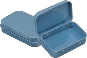 uxcell 2pcs Metal Tin Box, 3.7x2.4x0.8 Mini Portable Rectangular Empty Tinplate Small Storage Container Airtight Tins with Lids for Candy Favors Crafts Christmas Gifts, Blue