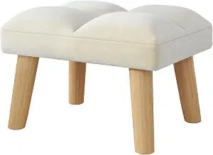 YMYNY Footstool, Small Ottoman Stool Chair with Wooden Legs, Modern Padded Sofa Seat Foot Rest Stool, Sofa Footrest for Living Room Entryway 15.74" D11.81" W10.62" H Beige UHBD032M