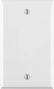 Leviton 1-Gang No Device Blank Wallplate, Standard Size, Thermoplastic Nylon, Box Mount, 80714-W, White